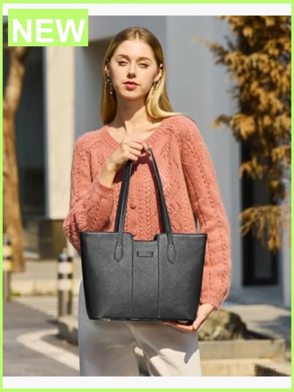 PU Leather Tote Bag with Zippered Pockets Shoulder Hobo Purse Top Handle